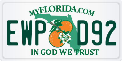 FL license plate EWPD92