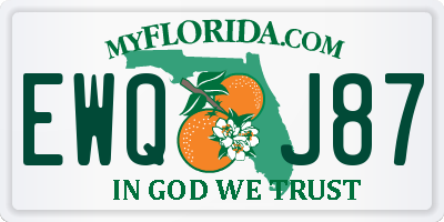 FL license plate EWQJ87