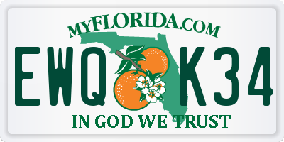 FL license plate EWQK34