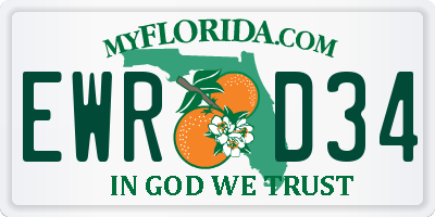 FL license plate EWRD34