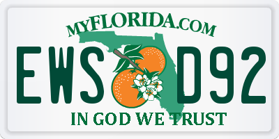 FL license plate EWSD92