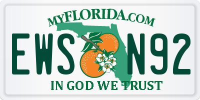 FL license plate EWSN92