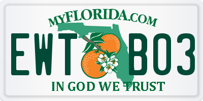 FL license plate EWTB03