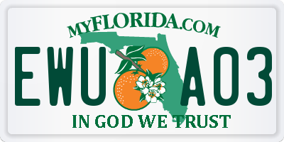 FL license plate EWUA03