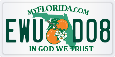 FL license plate EWUD08