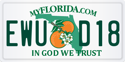 FL license plate EWUD18