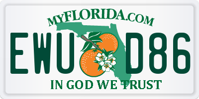 FL license plate EWUD86
