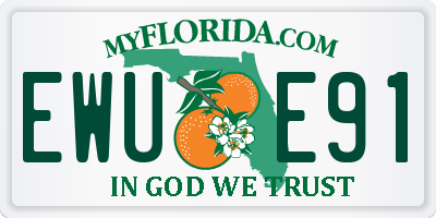 FL license plate EWUE91