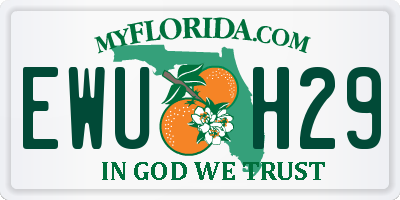 FL license plate EWUH29