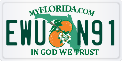 FL license plate EWUN91