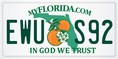 FL license plate EWUS92