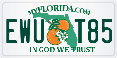 FL license plate EWUT85