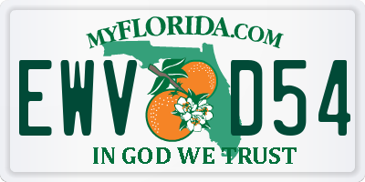 FL license plate EWVD54