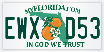 FL license plate EWXD53