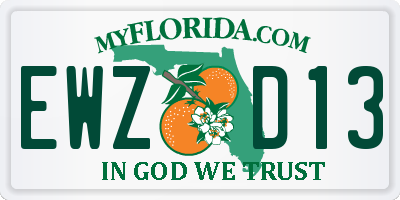 FL license plate EWZD13