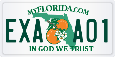 FL license plate EXAA01