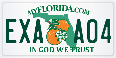 FL license plate EXAA04