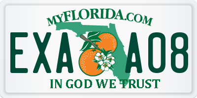 FL license plate EXAA08