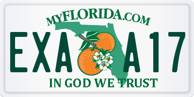 FL license plate EXAA17