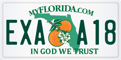FL license plate EXAA18