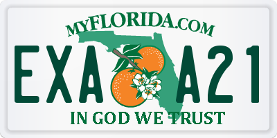 FL license plate EXAA21