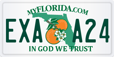 FL license plate EXAA24