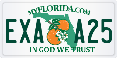 FL license plate EXAA25