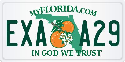 FL license plate EXAA29