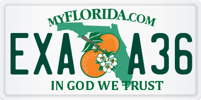 FL license plate EXAA36