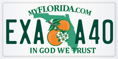 FL license plate EXAA40