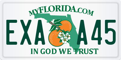 FL license plate EXAA45