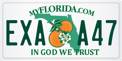 FL license plate EXAA47