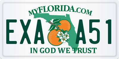 FL license plate EXAA51