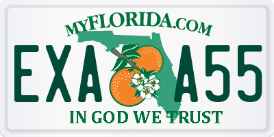 FL license plate EXAA55