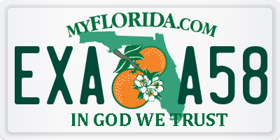 FL license plate EXAA58