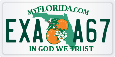 FL license plate EXAA67
