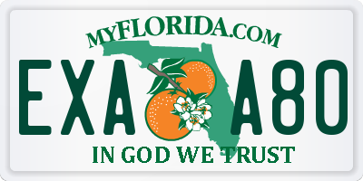 FL license plate EXAA80