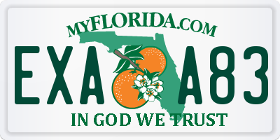 FL license plate EXAA83