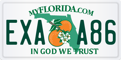 FL license plate EXAA86