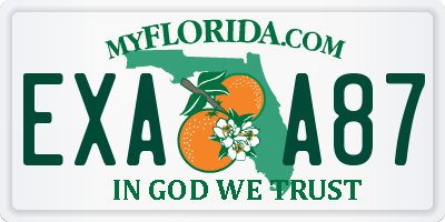 FL license plate EXAA87