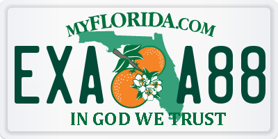 FL license plate EXAA88