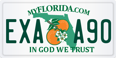 FL license plate EXAA90