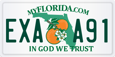FL license plate EXAA91