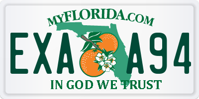 FL license plate EXAA94