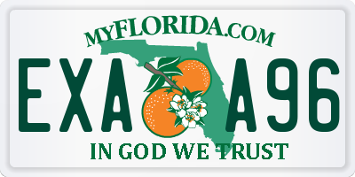 FL license plate EXAA96