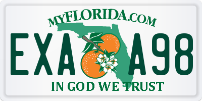 FL license plate EXAA98