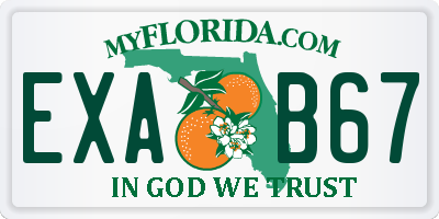 FL license plate EXAB67