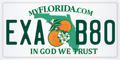 FL license plate EXAB80