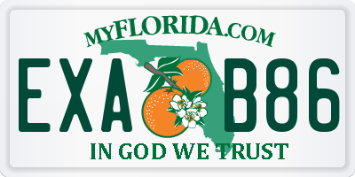 FL license plate EXAB86