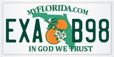 FL license plate EXAB98